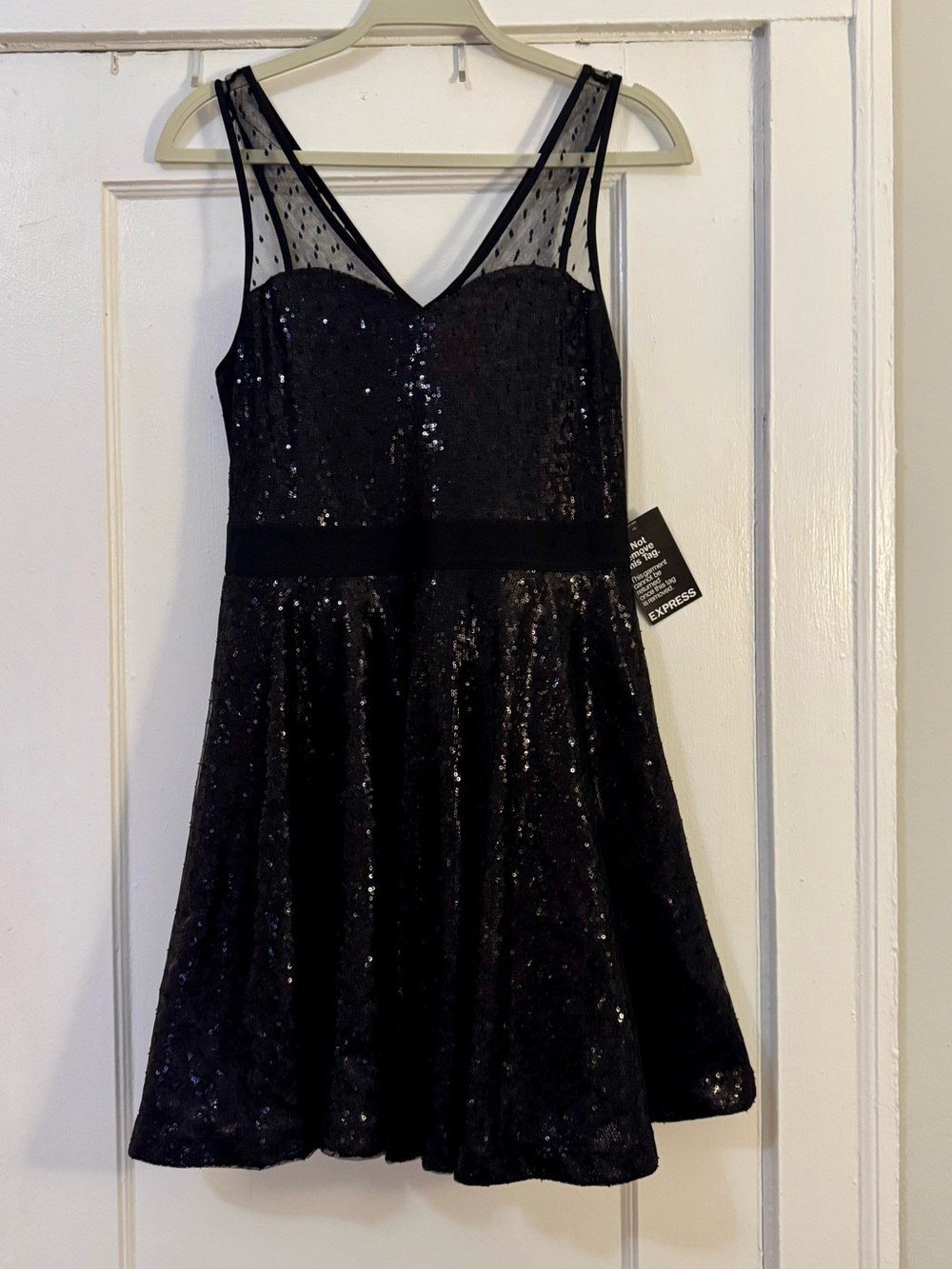 Express Black Sequin Mesh Cocktail Dress NWT